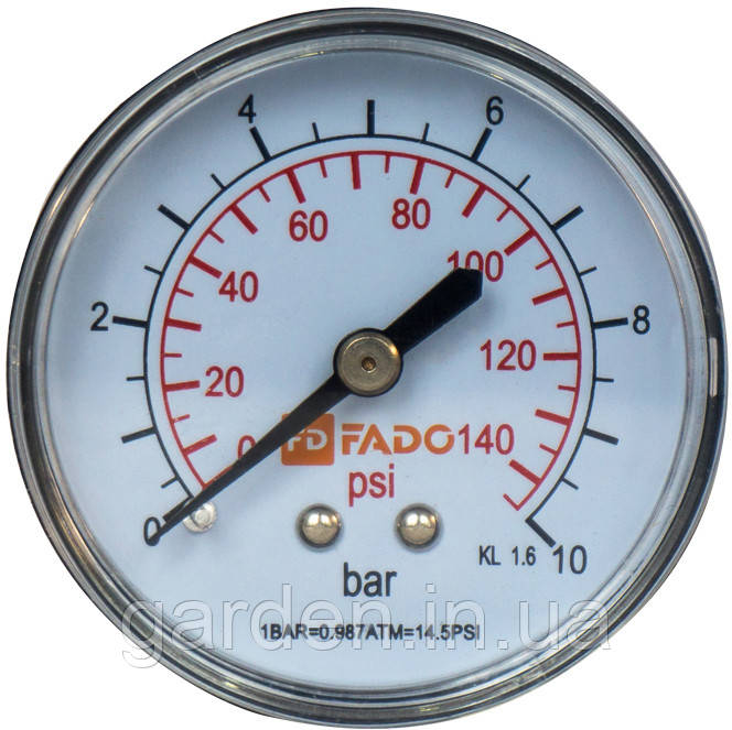 Манометр FADO вертикальний Д50 1/4" 10 барів