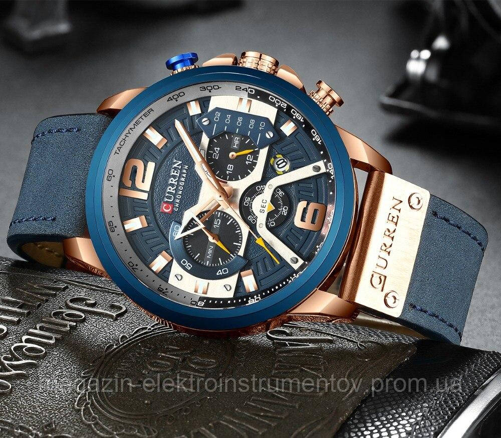 Часы Curren 8329 wach Blue-Gold с хронографом стильные часы - фото 2 - id-p1126966971