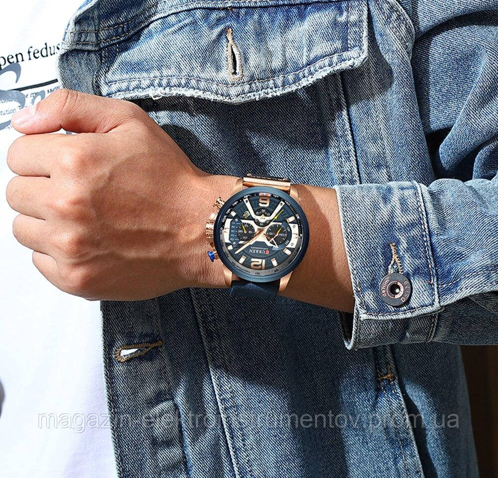 Часы Curren 8329 wach Blue-Gold с хронографом стильные часы - фото 5 - id-p1126966971