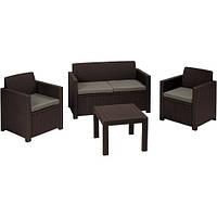 Комплект мебели "АЛАБАМА" (2 кресла, диван, стол) коричневый