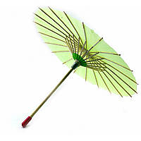 Красивый бумажный зонтик с бамбуковой ручкой зеленый