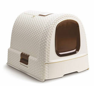 Туалет закритий для котів Curver Cat Litter Box Кремовий (00615) з фільтром та дверцятами