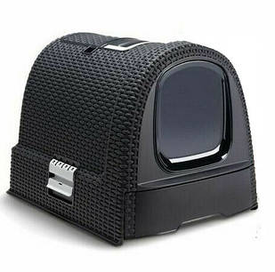 Туалет закритий для котів Curver Cat Litter Box Чорний (00615) з фільтром та дверцятами