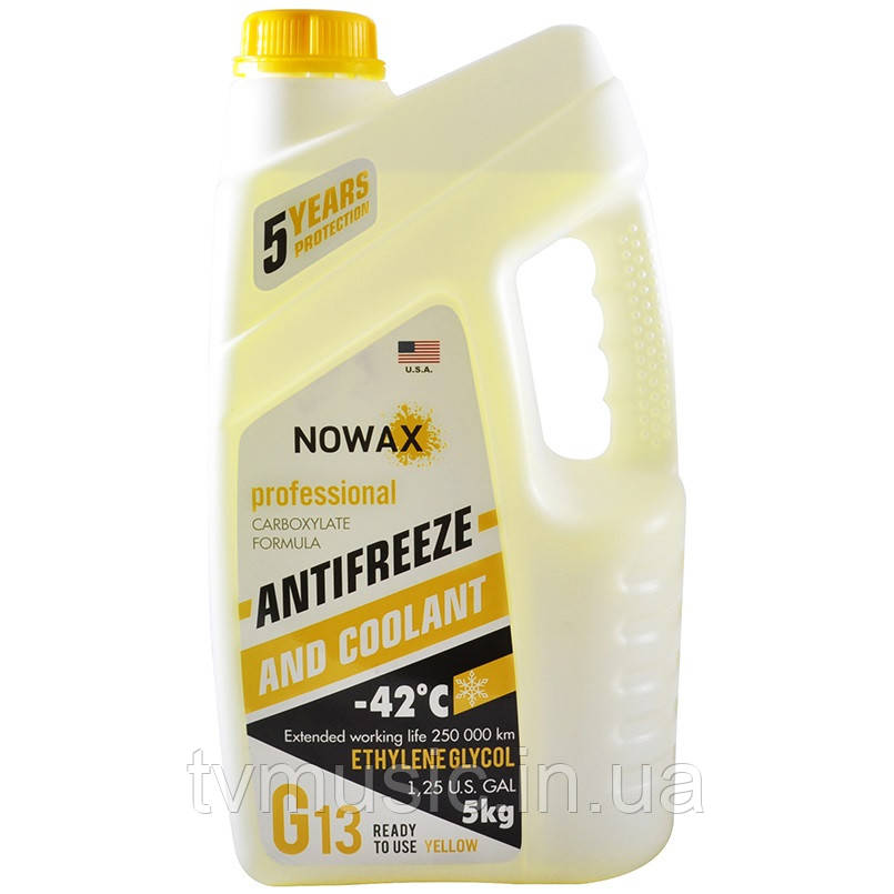 Антифриз Nowax Yellow G13 -42 °C жовтий 5 кг