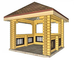 Альтанки з оциліндрованого круглого бруса від виробника в Україні