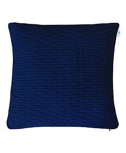 Декоративна в'язана наволочка шато темно-синя