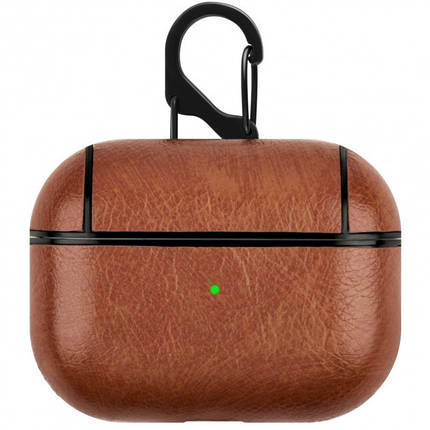 Чохол для навушників Apple AirPods Pro Alitek Luxury PU Brown + карабін, фото 1