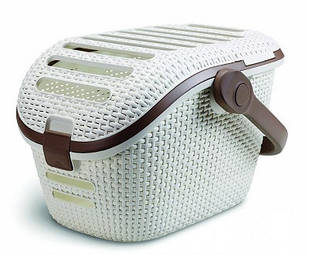 Дорожня переноска пластикова для тварин Curver 00616 кремовий, з ручкою