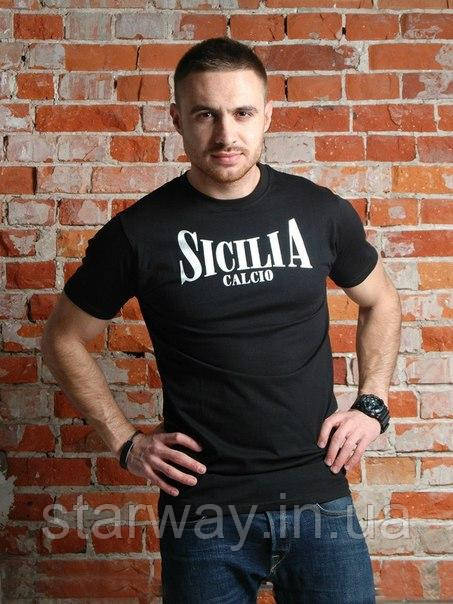 Чорна футболка sicilia calcio white logo