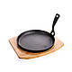 Сковорода чавунна кругла BANQUET Grada 22 см на дерев'яній дошці, фото 2