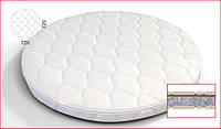 Цельный круглый матрас для детской кроватки, размер 72*72 см (кокос и флексовойлок)