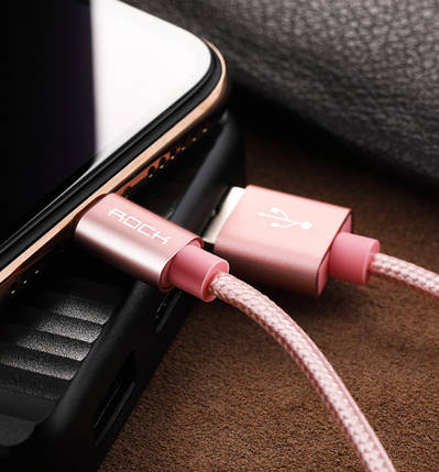 Кабель Rock USB 3.1 - Apple Lightning 1м Rose Gold, фото 3