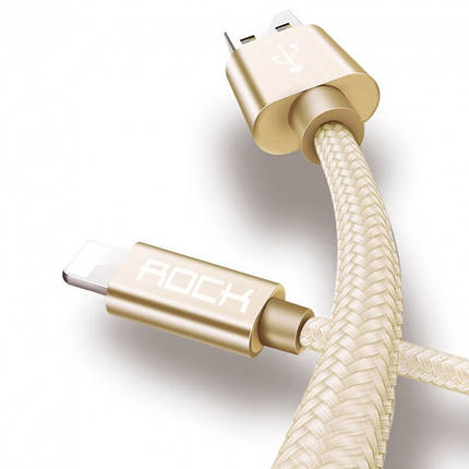 Кабель Rock USB 3.1 - Apple Lightning 1м Gold, фото 2