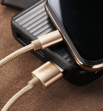 Кабель Rock USB 3.1 - Apple Lightning 1м Gold, фото 2