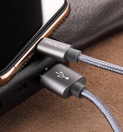 Кабель Rock USB 3.1 - Apple Lightning 1м Grey, фото 3