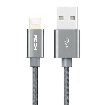 Кабель Rock USB 3.1 - Apple Lightning 1м Grey, фото 1