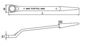 Ключ ударний під трубу накидною односторонній для СТО кут 45° 65мм TOPTUL AAAS6565 (Тайвань), фото 2