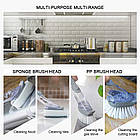 ОПТ Багатофункціональна щітка для миття посуду з дозатором для мийного засобу та насадками пластик, фото 8