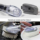 ОПТ Багатофункціональна щітка для миття посуду з дозатором для мийного засобу та насадками пластик, фото 10