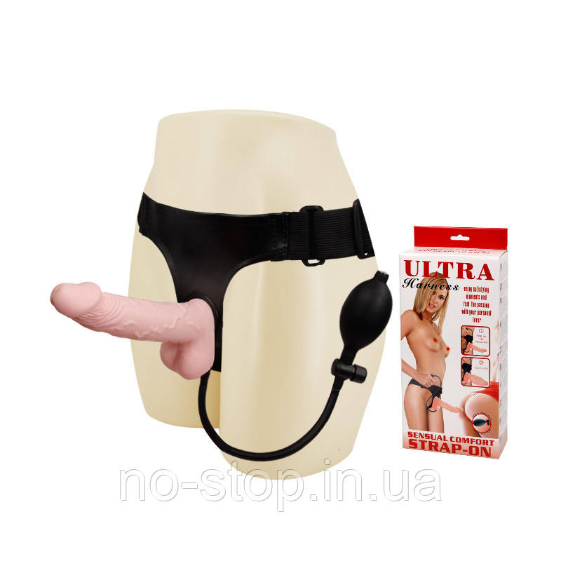 Страпон Strap On with Pump - 180x34mm. Pink, фото 1