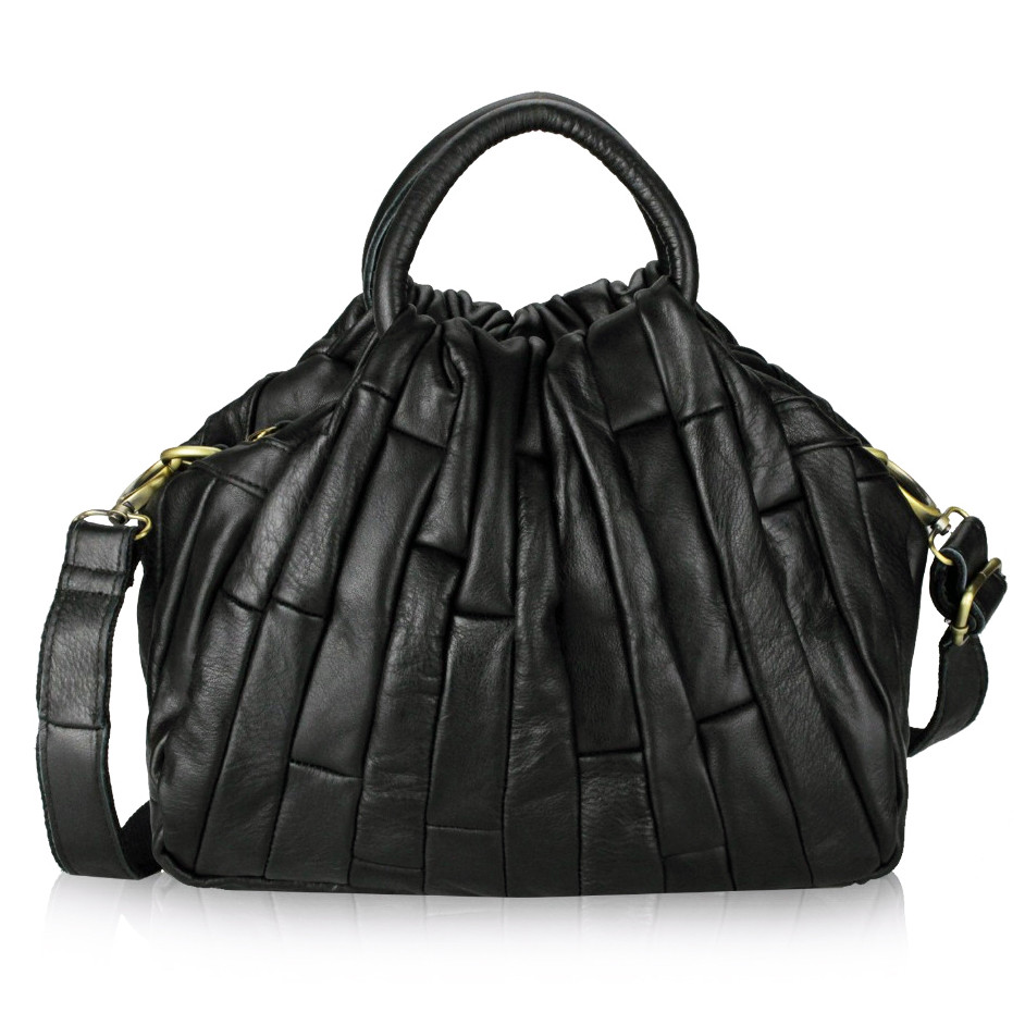 Сумка шкіряна жіноча стильна. Сумочка з натуральної шкіри (чорна), фото 1