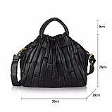 Сумка шкіряна жіноча стильна. Сумочка з натуральної шкіри (чорна), фото 4