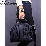 Сумка шкіряна жіноча стильна. Сумочка з натуральної шкіри (чорна), фото 2