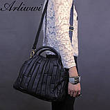 Сумка шкіряна жіноча стильна. Сумочка з натуральної шкіри (чорна), фото 3