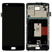 Дисплей для OnePlus 3 (A3003), OnePlus 3T (A3010), модуль (экран и сенсор) с рамкой, оригинал Черный