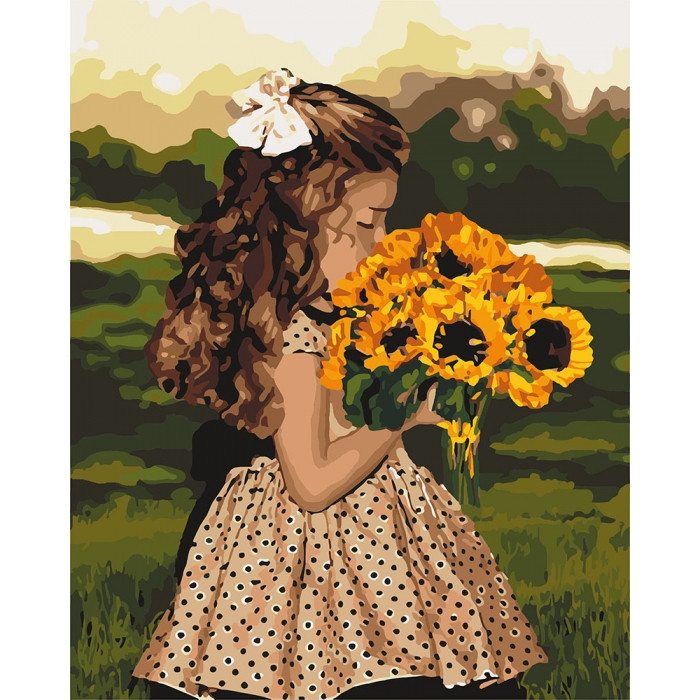 Картини за номерами Дівчинка з соняшниками 40х50 см Ідейка (КНО4662)