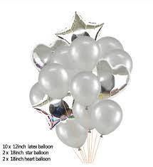 Набір повітряних і фольгованих кульок Срібний мікс 14 шт Китай