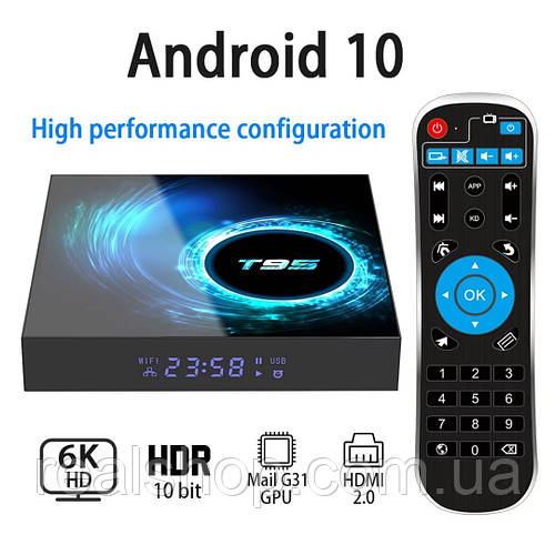 Смарт приставка T95 4GB/64GB Android 10.0 Smart TV Смарт ТВ-Приставка ...