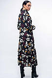 Романтичне плаття міді з довгим рукавом Рут в стилі бохо 42-52 розміри чорне, фото 2