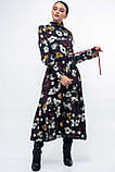 Романтичне плаття міді з довгим рукавом Рут в стилі бохо 42-52 розміри чорне, фото 5
