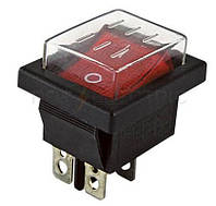 YL208-01 Переключатель 1 клавишный с подсветкой с защитой (красный)
