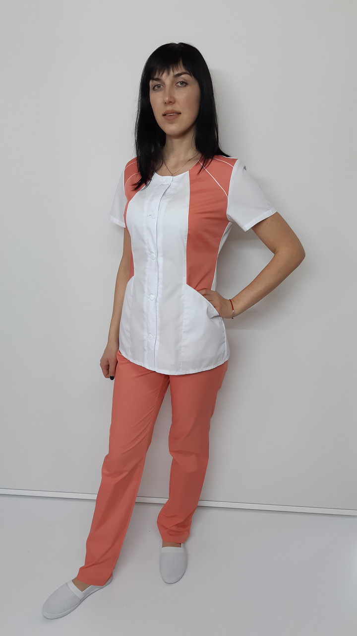 Жіночий медичний костюм Ліка 44 розмір бавовна короткий рукав