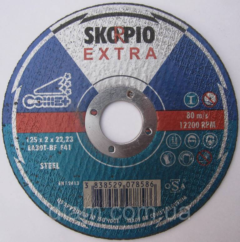 Відрізний круг, цирконієвий диск різати сталь метал EA30TBF Skorpio ™ extra 125x2,0x22 F41 "Swatycomet" OSA