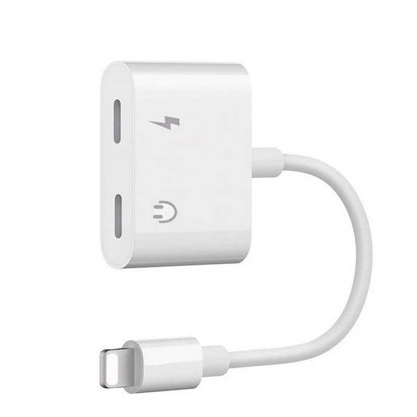 Перехідник адаптер Lightning для iPhone, iPad (зарядка + навушники) Alitek 2 в 1 White