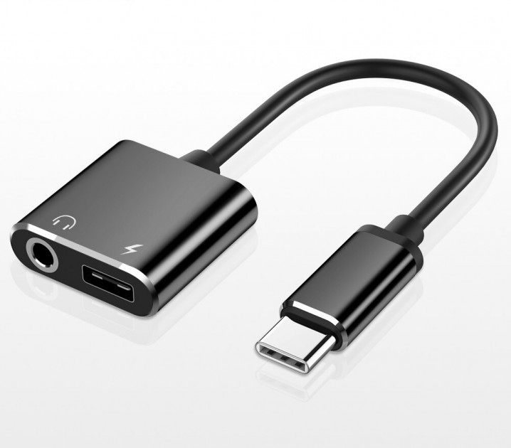 Перехідник адаптер Alitek USB Type-C (male) - 3.5 мм + USB Type-C (female) Black