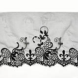Ажурне мереживо, вишивка на сітці: чорного кольору нитка по чорній сітці, ширина 20 см, фото 4