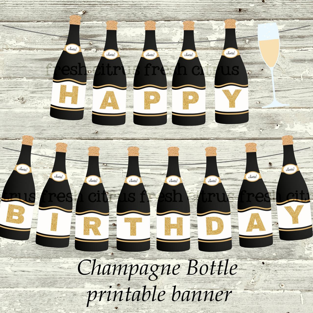 Гірлянда пляшки шампанського HAPPY BIRTHDAY (чорно-золотий) до 3-х метрів