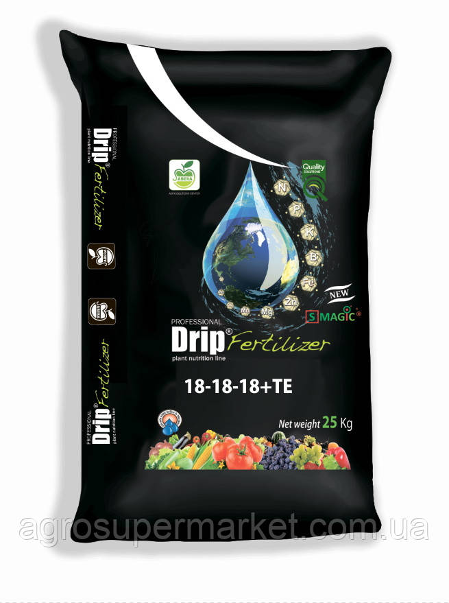 Универсальное водорастворимое удобрение DripFertilizer 18-18-18+МЭ - фото 1 - id-p520592105