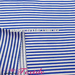 Сорочкова тканина смужка 4 мм (яскраво синя/біла)