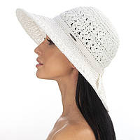 Белая женская ажурная шляпа средние поля