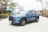 Вітровики з хромом, дефлектори вікон Hyundai Tucson 2015- (D622), фото 3