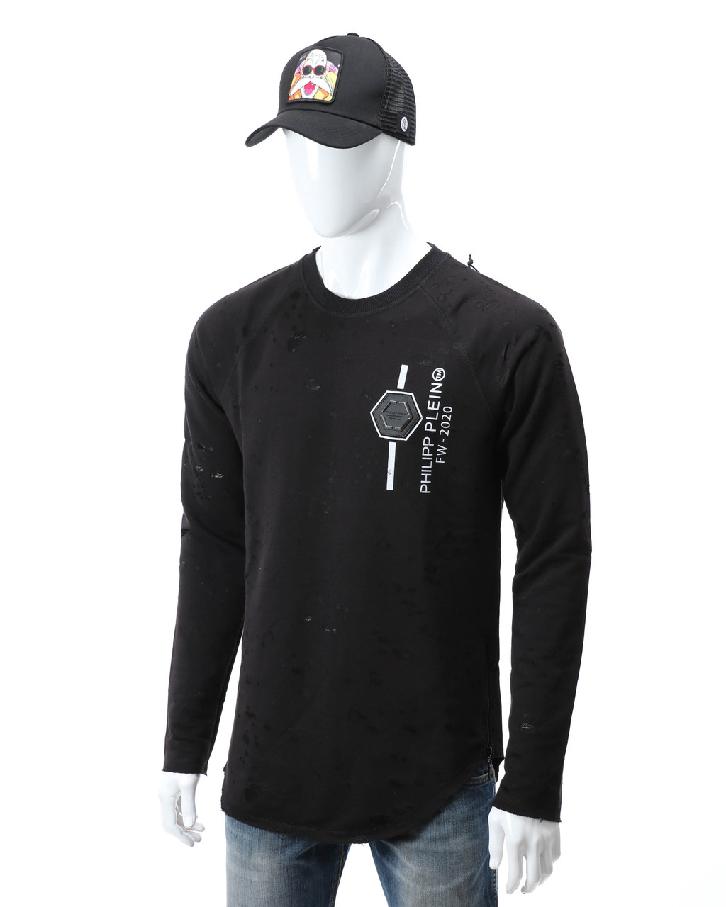 Світшот чоловічий чорний PHILIPP PLEIN патч #2 Р-2 BLK S (Р) 20-512-212-004