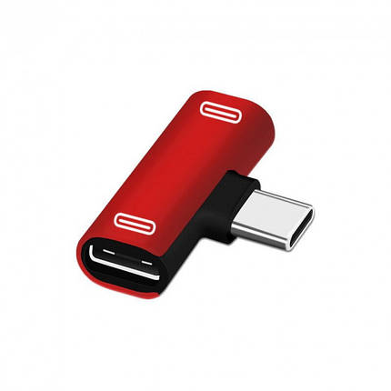Перехідник розгалужувач Alitek 2 в 1 USB Type-C — Dual USB Type-C Red, фото 1