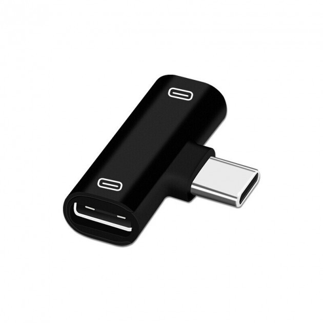 Адаптер Alitek USB Type-C - Dual USB Type-C (зарядка + наушники) Black