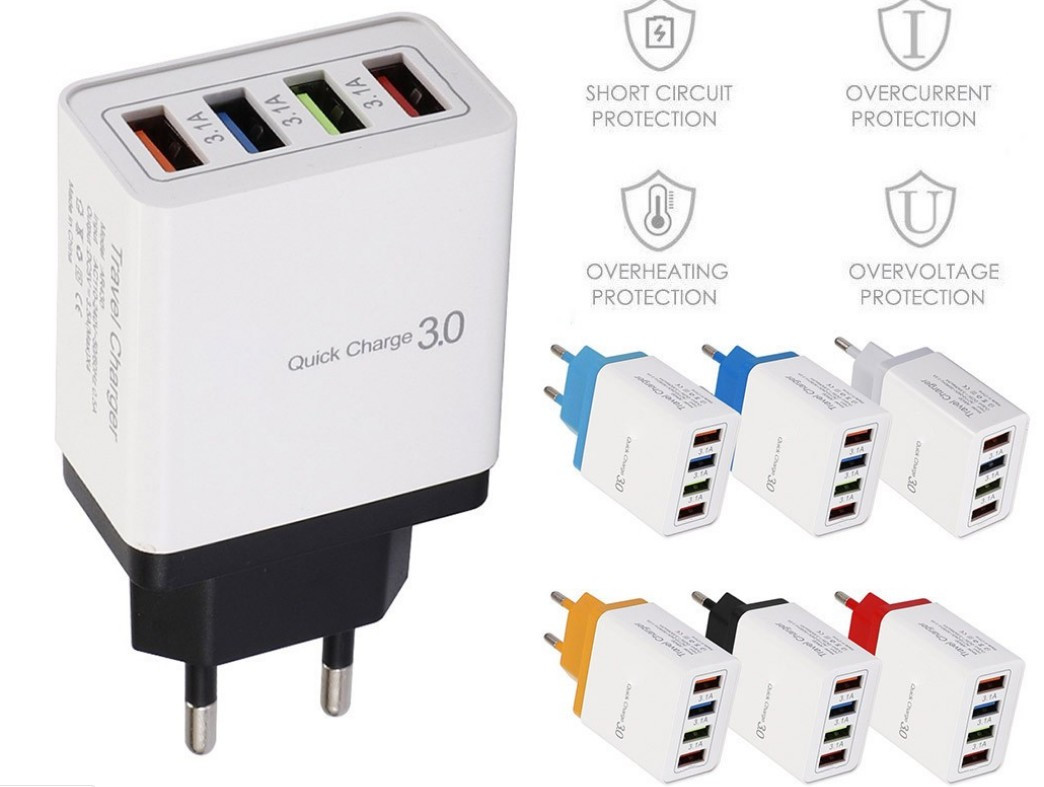 Швидка зарядка QC 3.0 вихід 4 USB порту 18 Вт