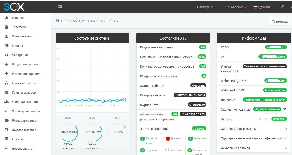 Встановлення та настроювання програмної IP-АТС 3CX